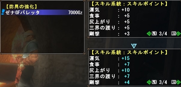 ゼナバレッタG及びゼナバレッタGFのスキル